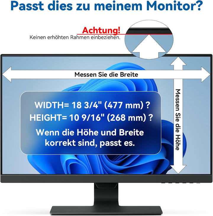IPROKKO 2 Stück 21.5 Zoll Computer Sichtschutzfolie for 16:9 Monitor, Abnehmbarer Sichtschutz Anti B