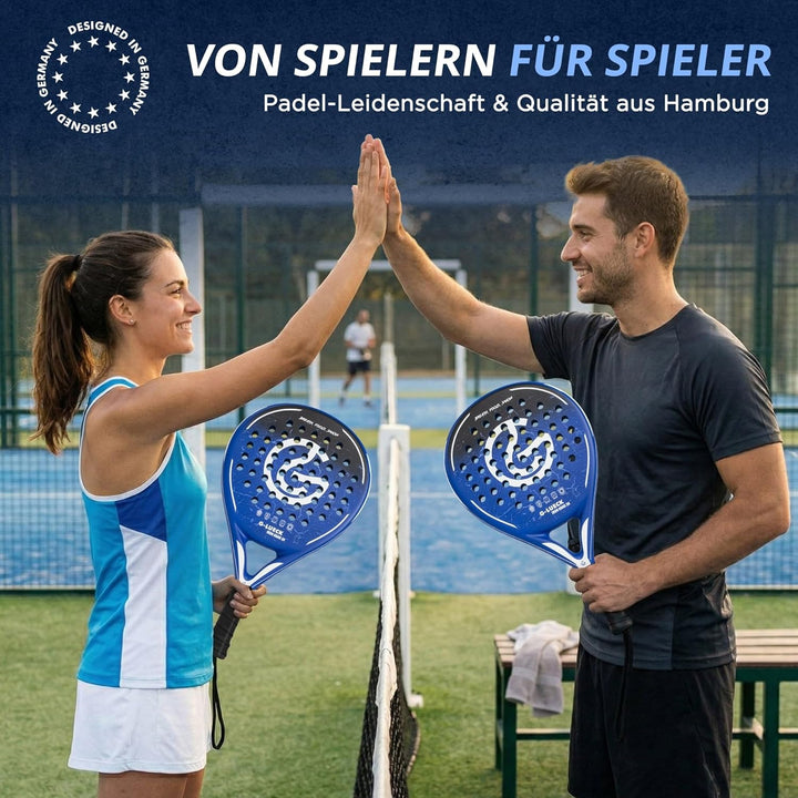 Padel Schläger Iron Hand – 3K Carbon Oberfläche & Stabiler Carbon Rahmen – Runder Padelracket für An