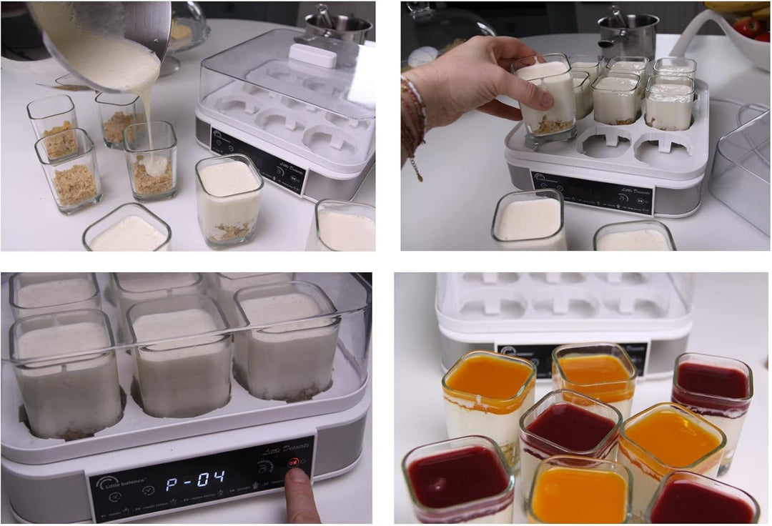LITTLE BALANCE 8448 Joghurtbereiter, Joghurt Desserts, hausgemachter Quark, 5 Automatikprogramme, 9