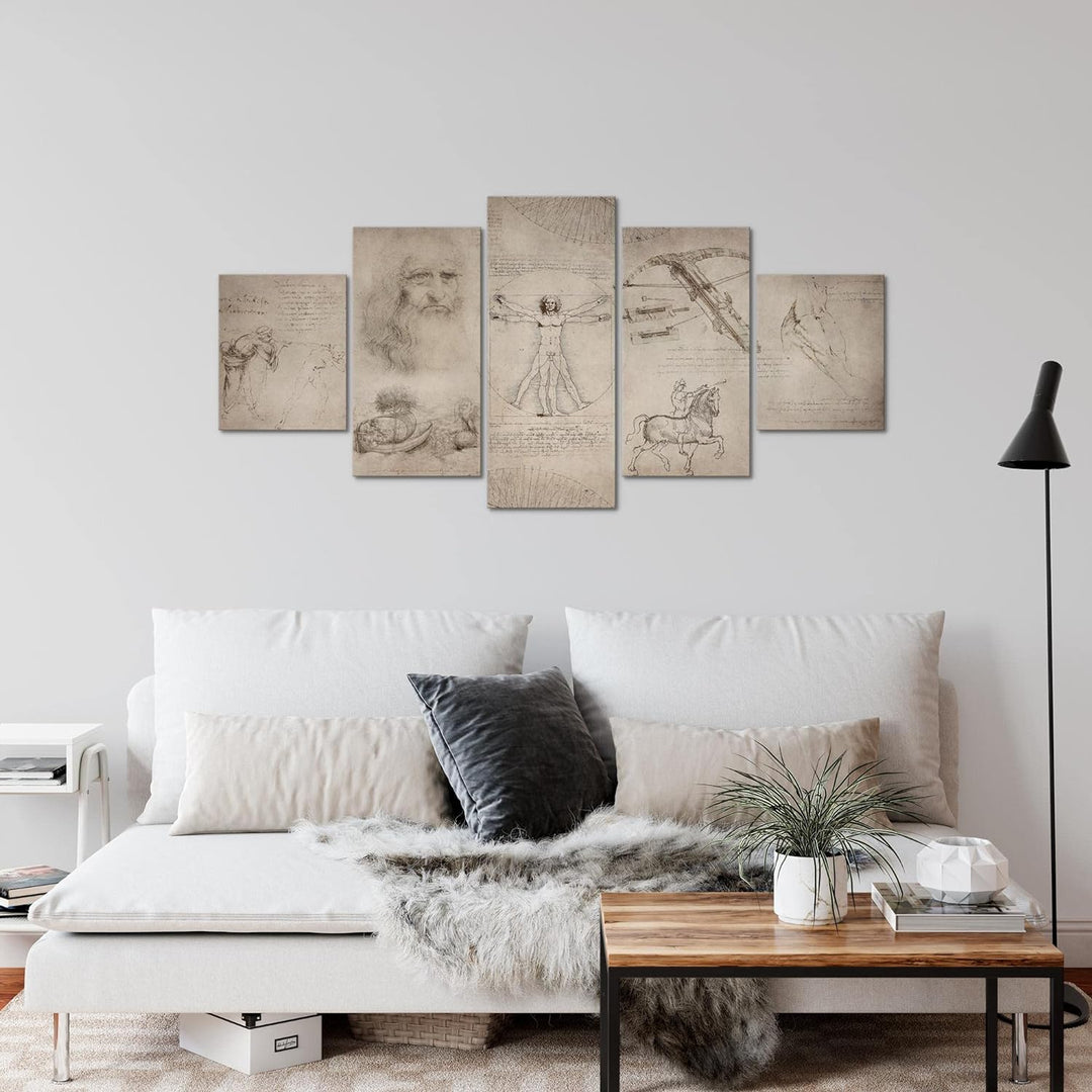 Runa Art Wandbilder Leonardo Da Vinci 5 Teilig Bild auf Vlies Leinwand Deko Wohnzimmer Schlafzimmer