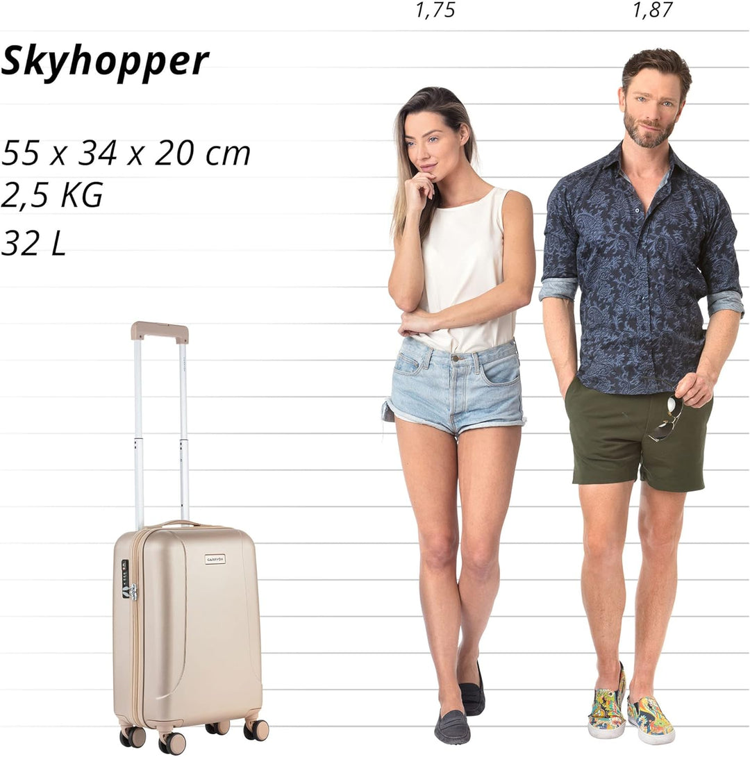 CarryOn Skyhopper TSA Reisetrolley 55cm - Koffer Händgepack mit OKOBAN Champagner Champagne Cabin, C