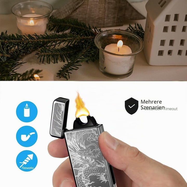 SKRFIRE SturmFeuerzeug Elektrisch Feuerzeug Personalisiert Lighter Lichtbogen Feuerzeuge USB Aufladb