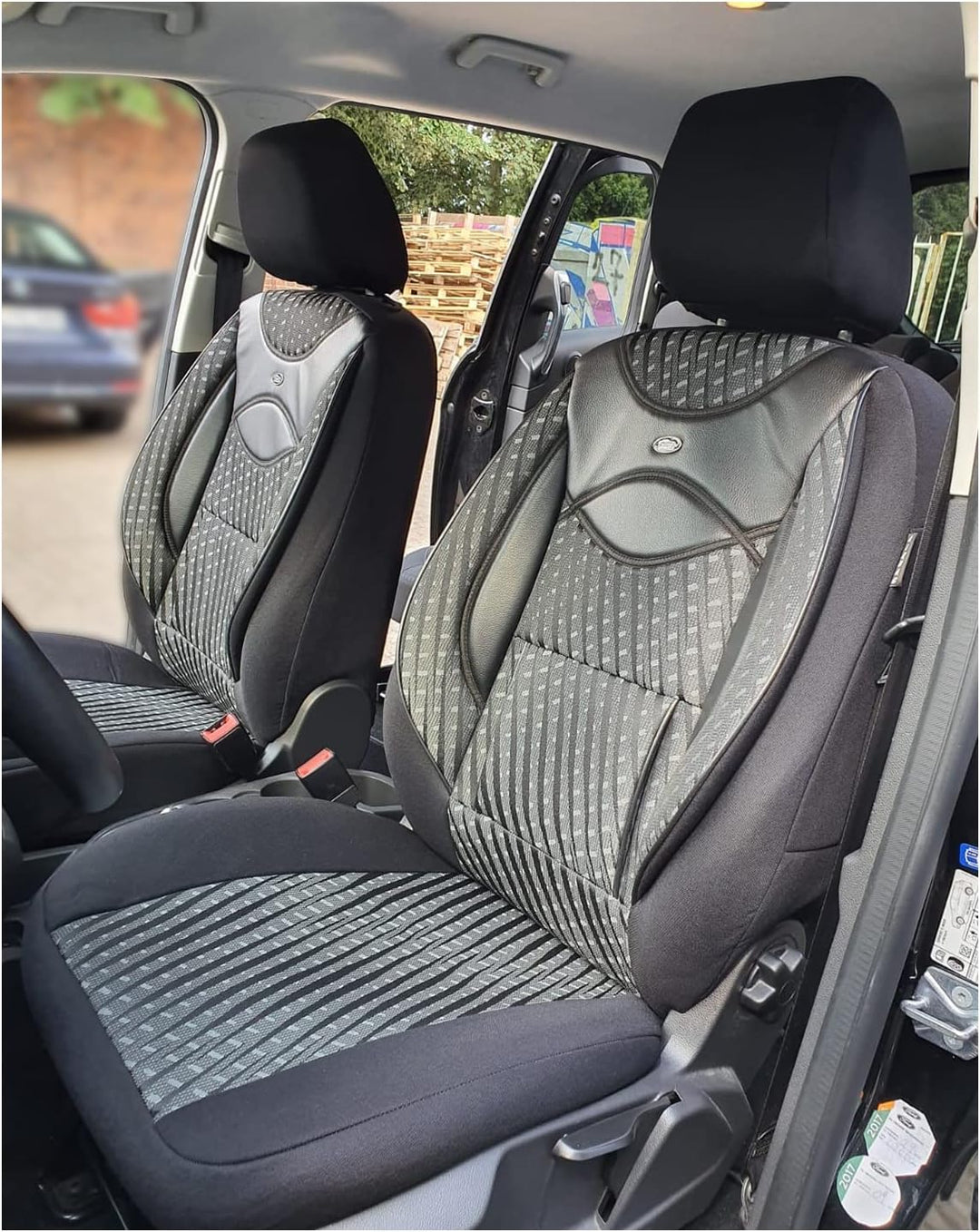 BREMER SITZBEZÜGE Mass Sitzbezüge Schonbezüge für Toyota Verso 3 115 115 - Schwarz/Grau Muster, 115