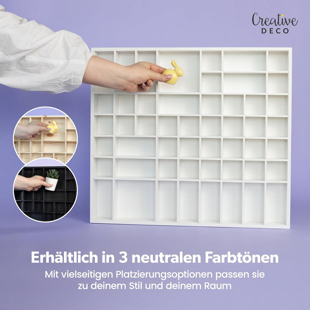Creative Deco Weisse Setzkasten Holz Sammelbox Holztablett 51 Fächer | 52 x 46 x 5 cm | Bemalen Holz