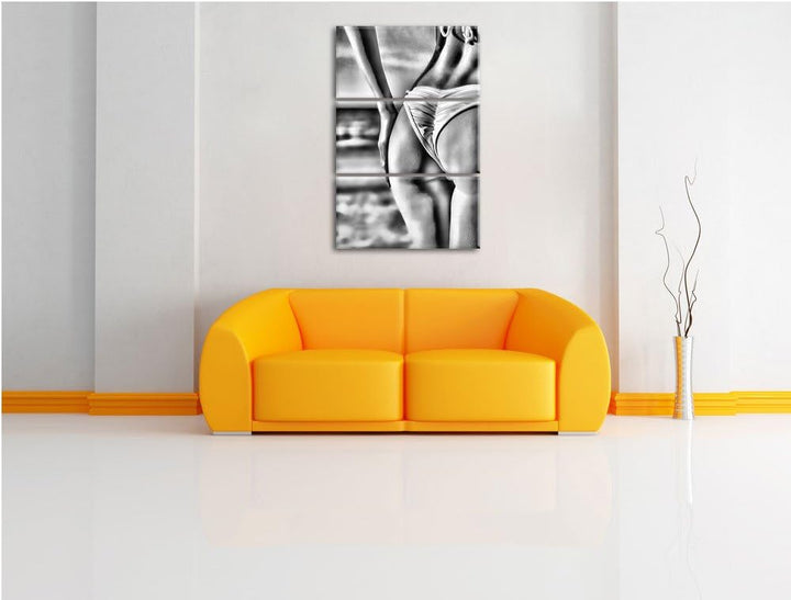 Pixxprint Monocrome, Sexy Ass 3-Teiler Leinwandbild 120x80 Bild auf Leinwand