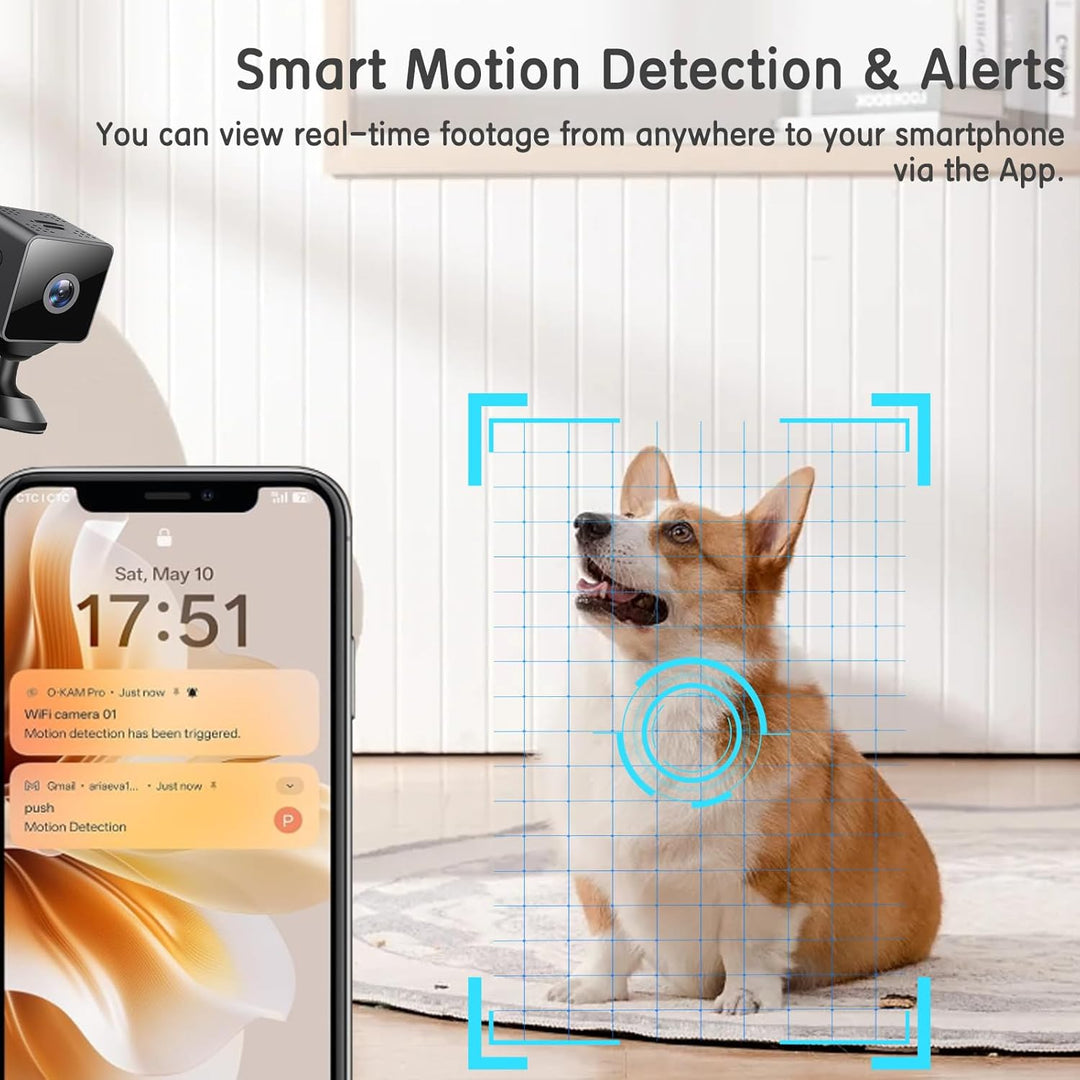 1080P WiFi Tragbare Mini-Kamera mit Nachtsicht & Bewegungserkennung, Indoor Outdoor-Sicherheitskamer