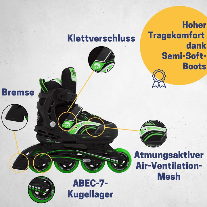 Best Sporting Inline Skates Kinder & Erwachsene I Rollschuhe grössenverstellbar I robuste Inliner mi