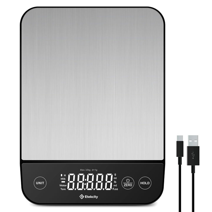 Etekcity Küchenwaage, Küchenwaage Digital 1g genau, 10kg Kitchen Scale mit LED-Display, Tare-Funktio