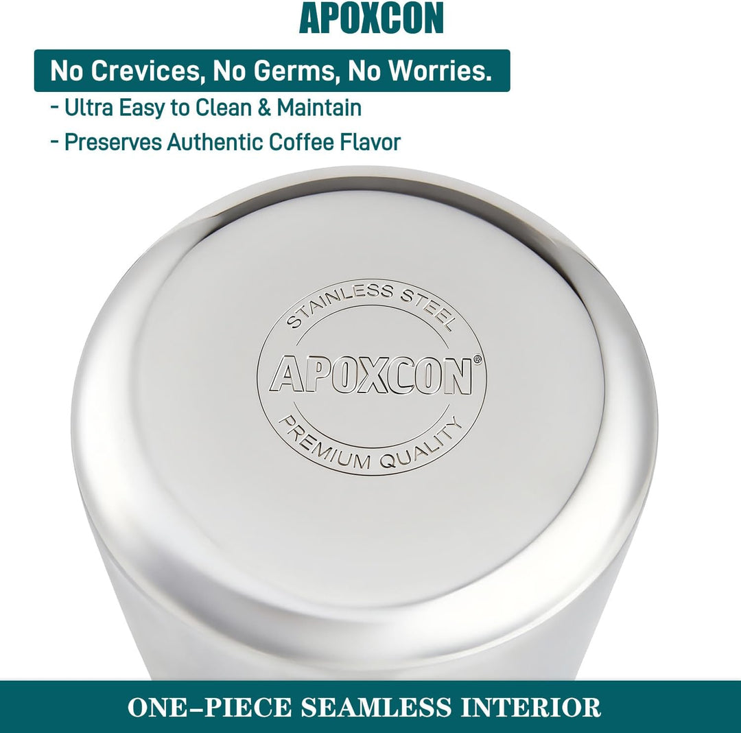 APOXCON Edelstahl-Kaffeekanne aus Edelstahl mit feuerfestem Holzgriff &amp; sichtbarem Brühknauf für all