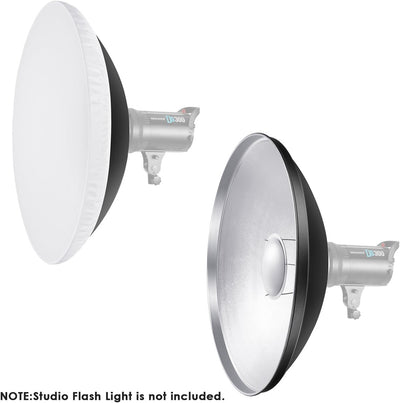 NEEWER 16"/41cm Aluminium Standard Reflektor Beauty Dish mit weissem Diffusor Socke kompatibel mit B