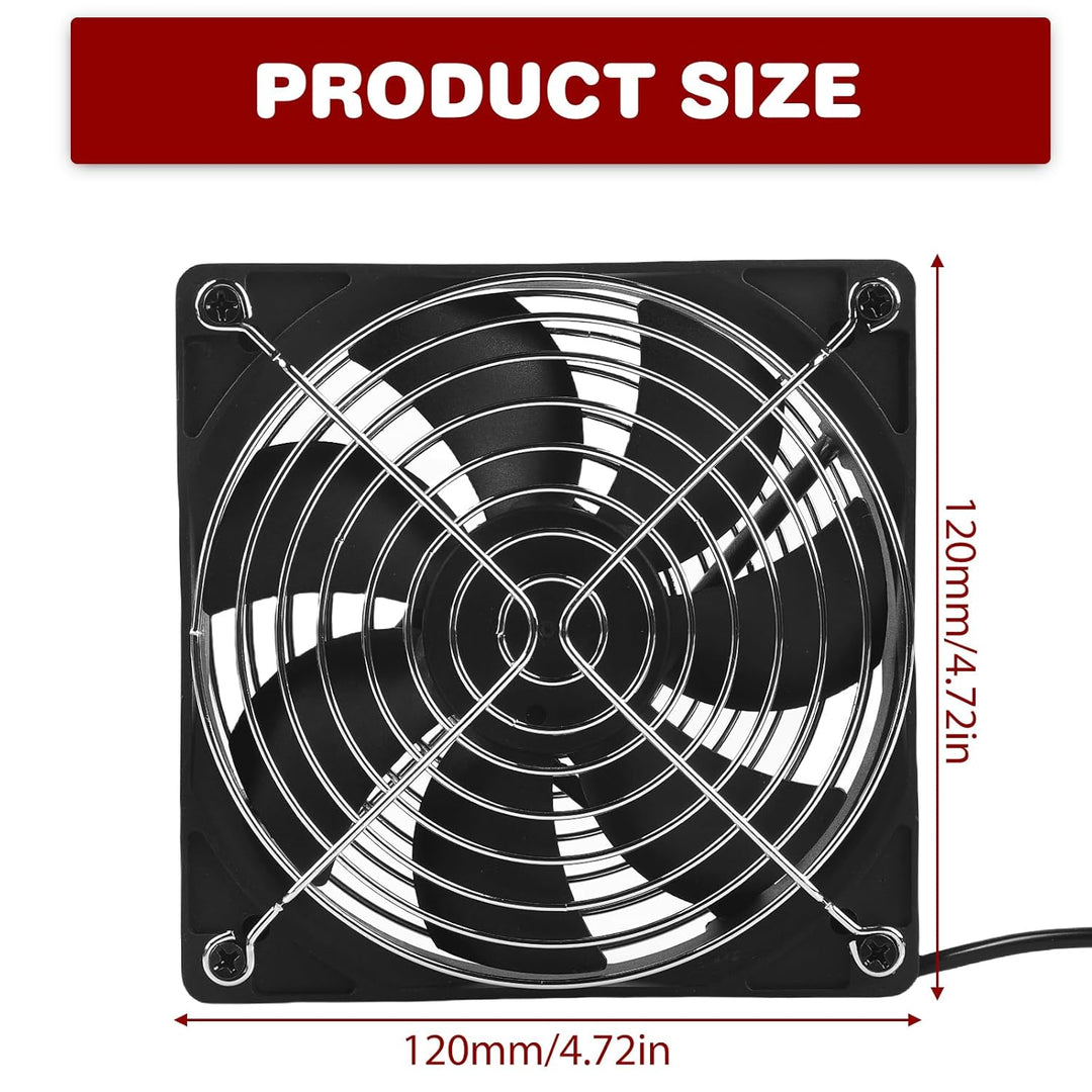 2 Stück Abluftventilator 120mm Badlüfter Leise DC12V, Mini Axiallüfter mit Einstellbarer Geschwindig