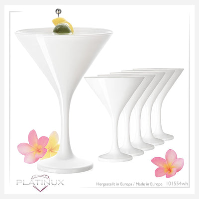 PLATINUX Weisse Martini Gläser 150ml Set 6-Teilig aus Glas Cocktailgläser Bargläser Martini Glas Coc