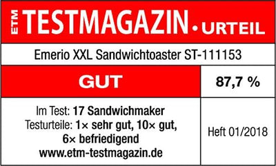 Emerio XXL Sandwich Toaster TEST GUT für alle Toastgrössen geeignet 4x grosse Muschelform für die ga