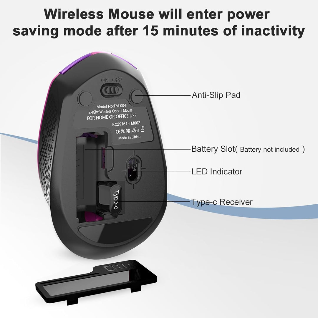 Maus Kabellos USB C, Funkmaus Batterie Klein 2.4G Computer Maus mit USB C Empfänger 3 Verstellbare D