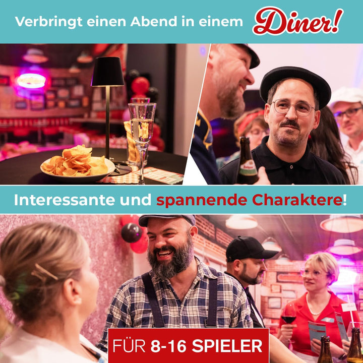 1958 Rock’n’Mord – Krimidinner Partyspiel für 8–16 Personen | Rock’n’Roll 50iger Jahre American Dine