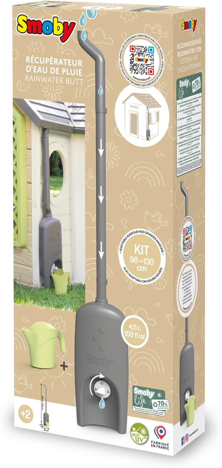 Smoby Life - Regenfass mit Giesskanne aus min. 70% recyceltem Material – Zubehör, Sammlung von Regen