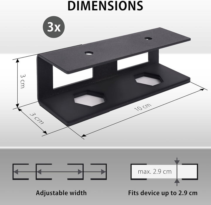 MyGadget Metall Laptop Halterung unter Schreibtisch - [ bis max. 30 mm Dicke ] - mit Silikon Kratzsc