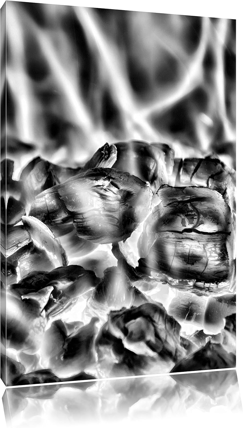 Pixxprint Holzkohle Feuer als Leinwandbild/Grösse: 100x70 / Wandbild/Kunstdruck/fertig bespannt, 100