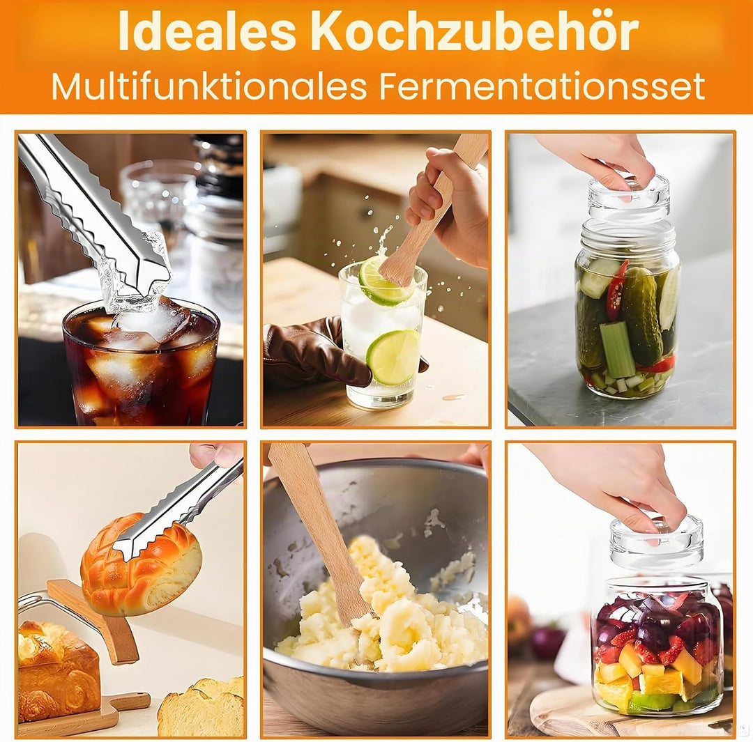 Fermentieren Set, Transparent Glasgewichte, Feramentiergläser mit Gärventil und Gewicht, 4 Stück Fer