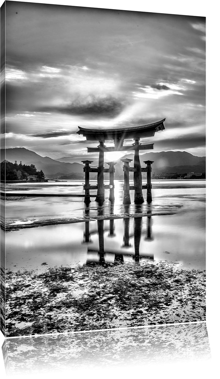 Pixxprint Torii Gate in Miyajima Japan / 100x70cm Leinwandbild bespannt auf Holzrahmen/Wandbild Kuns