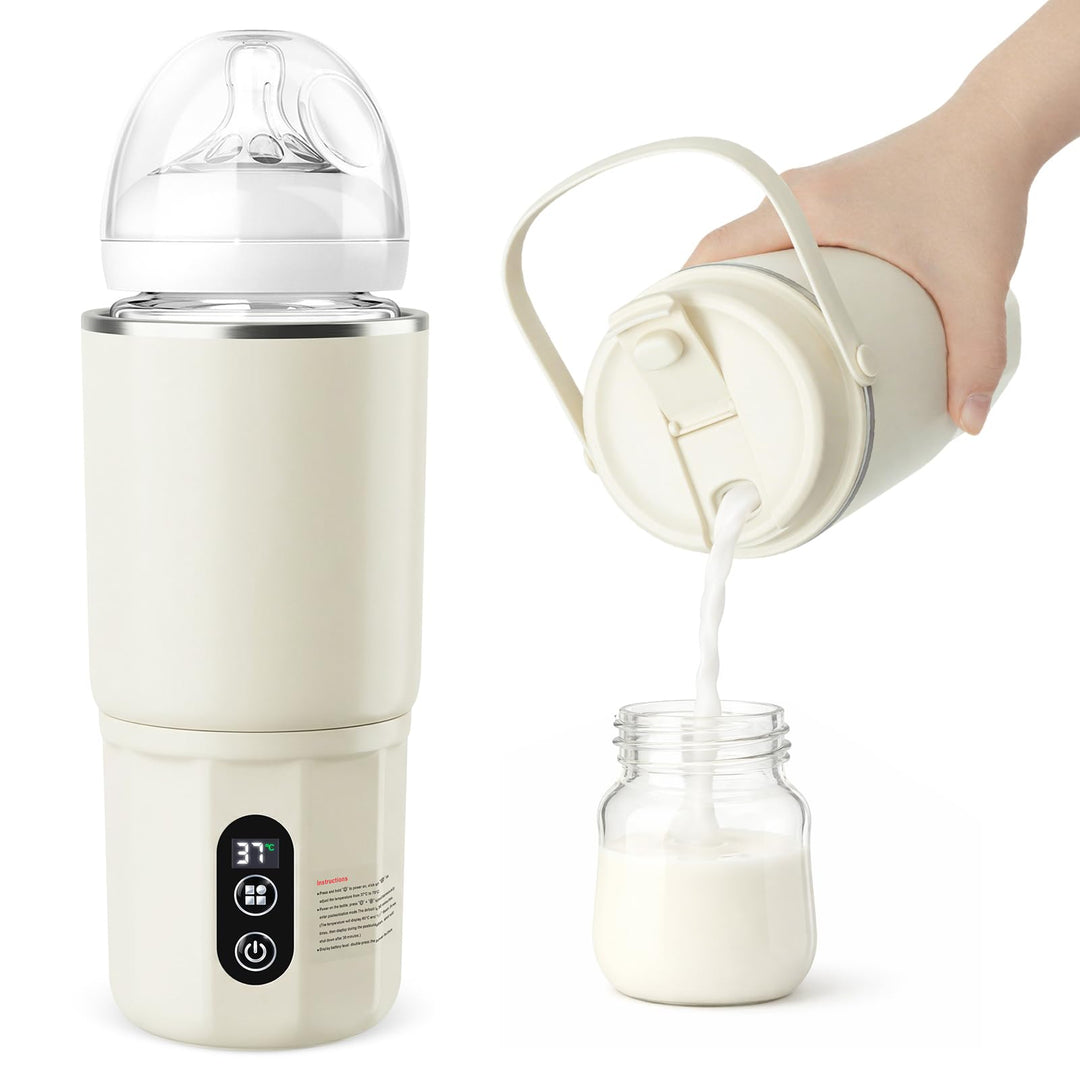 Tragbarer Flaschenwärmer - 2-in-1 Babyflaschenwärmer Schnelles Aufheizen Muttermilch und Wasser, Pas