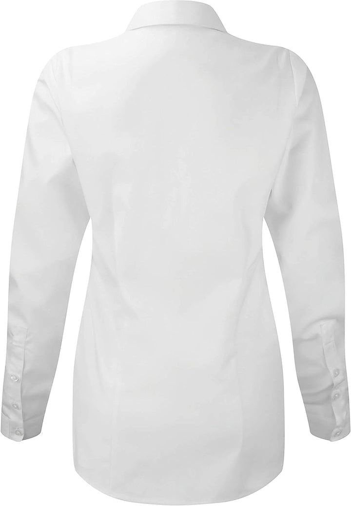 Russell Collection Bluse, Herringbone Damen, pflegeleicht, figurbetont, Business, klassisch, Hellbla