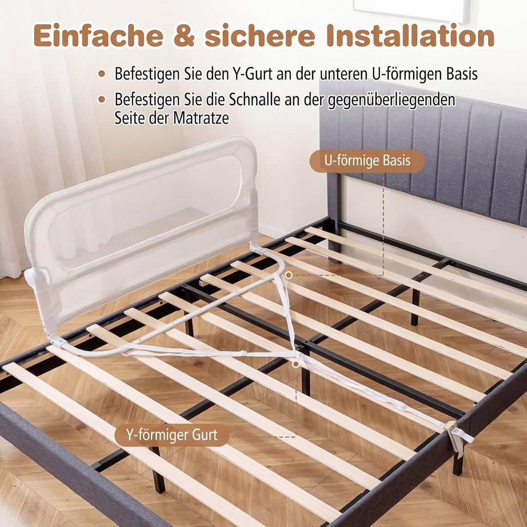 COSTWAY Bettgitter klappbar, 120 x 60 cm Bettschutzgitter mit abnehmbarem Oxford-Bezug, U-förmigem G