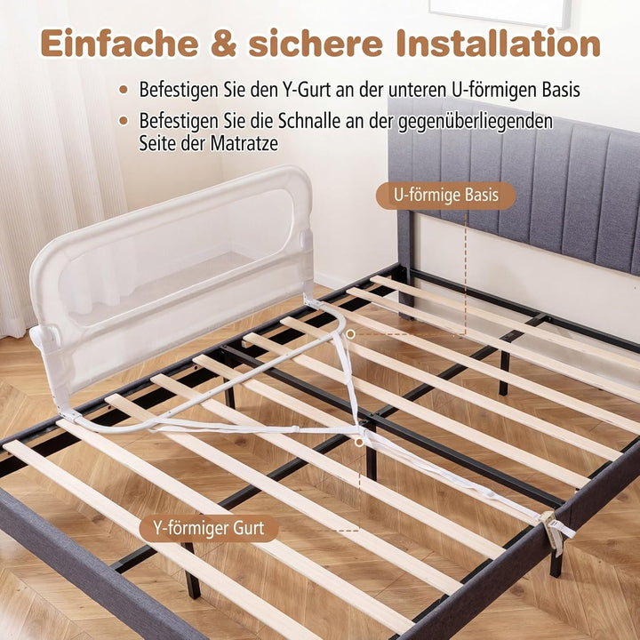 COSTWAY Bettgitter klappbar, 120 x 60 cm Bettschutzgitter mit abnehmbarem Oxford-Bezug, U-förmigem G