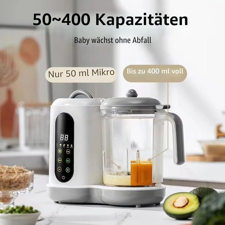 4-in-1 Babybrei Zubereiter &amp; Dampfgarer Mixer Baby, 400ml Baby Küchenmaschine mit Touchscreen, Autom