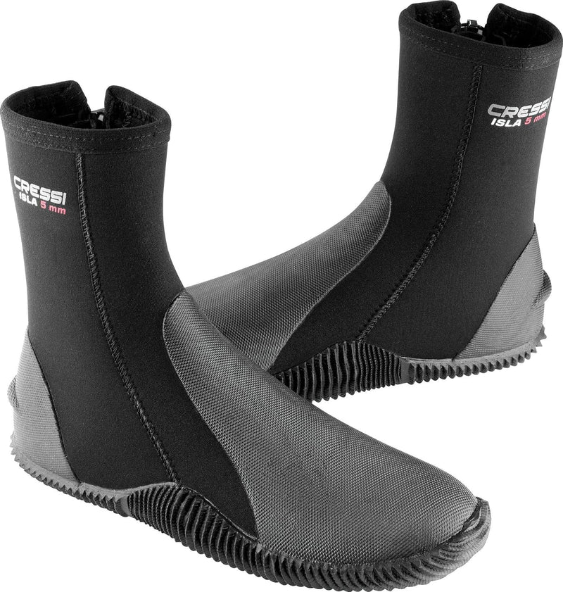 Cressi Isla Boots - Unisex Tauchschuhe aus Neopren Shwarz mit Gummisohle 5mm Small, 5mm Small