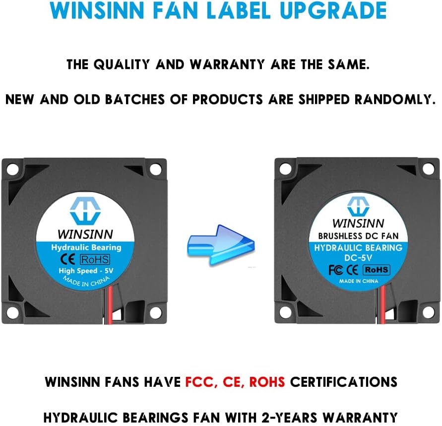 WINSINN 40 mm Gebläse Lüfter 5 V, 3D-Drucker Micro 5 Volt Lüfter 4010 Hydrauliklager, bürstenlose Kü