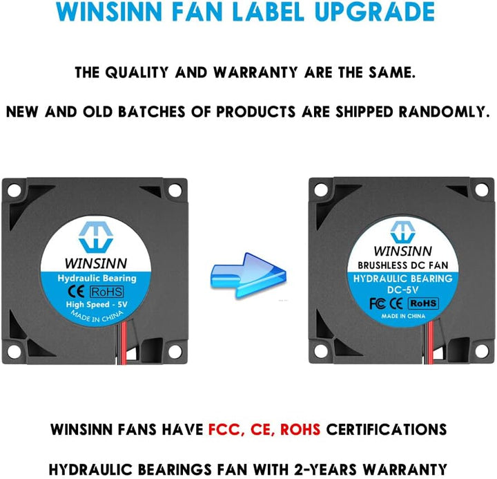 WINSINN 40 mm Gebläse Lüfter 5 V, 3D-Drucker Micro 5 Volt Lüfter 4010 Hydrauliklager, bürstenlose Kü