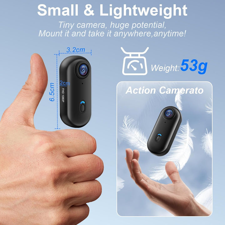 Action Cam WiFi,HD 1080P Mini Sportkamera mit 32 GB Speicherkarte,360° Kleine Action Kamera,Fahrrad
