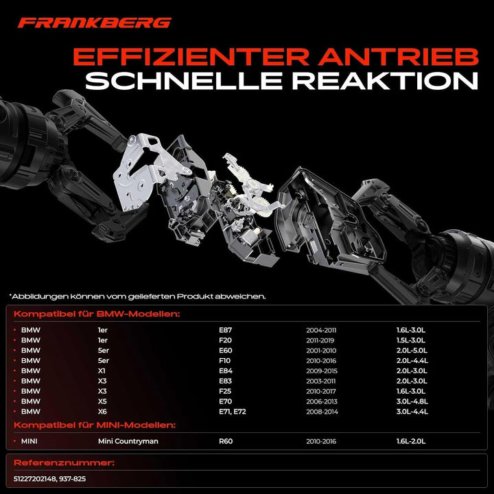 Frankberg Türschloss Stellmotor Hinten Rechts 5-Polig Kompatibel mit E91 320 325 Kombi 2001-2012 E83