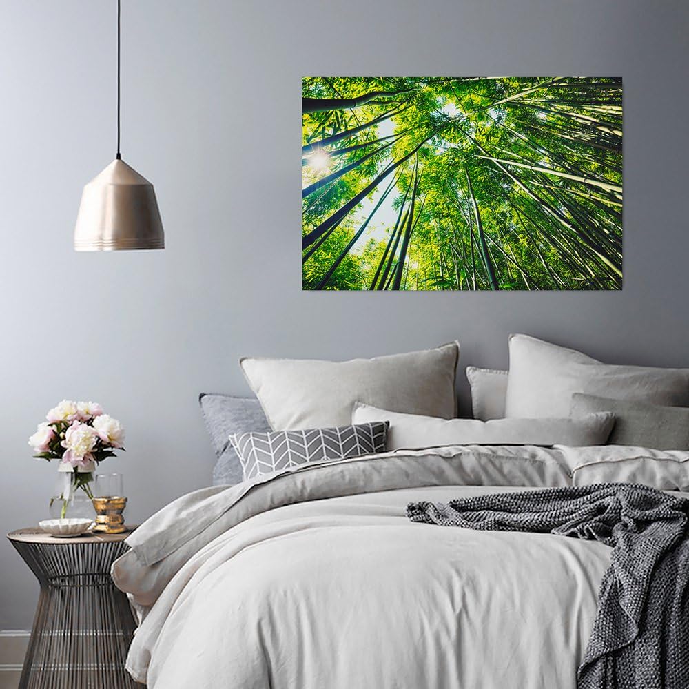 Feeby, Leinwandbild, Bilder, Wand Bild, Wandbilder, Kunstdruck 60x80cm, Wald, GRÜN, Natur, BÄUME, DI