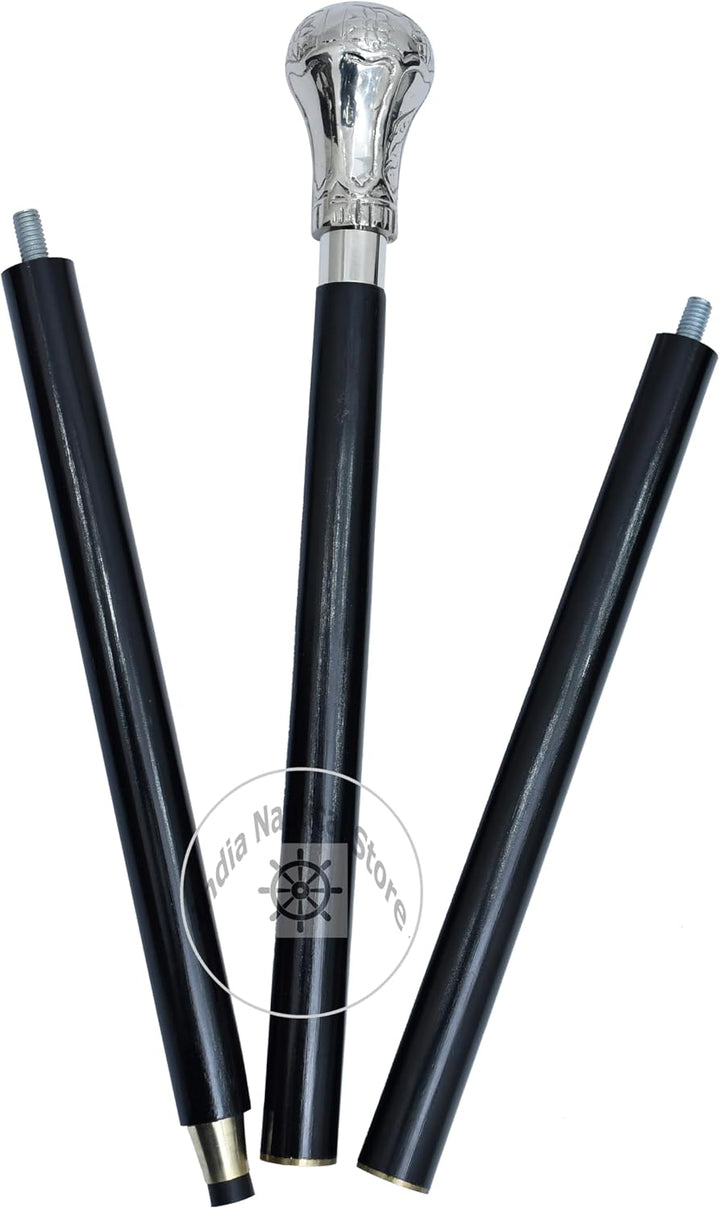 alfiya nautical store Harvy Canes Gehstock, verchromt, Messing, 91,4 cm, Chrom/Schwarz