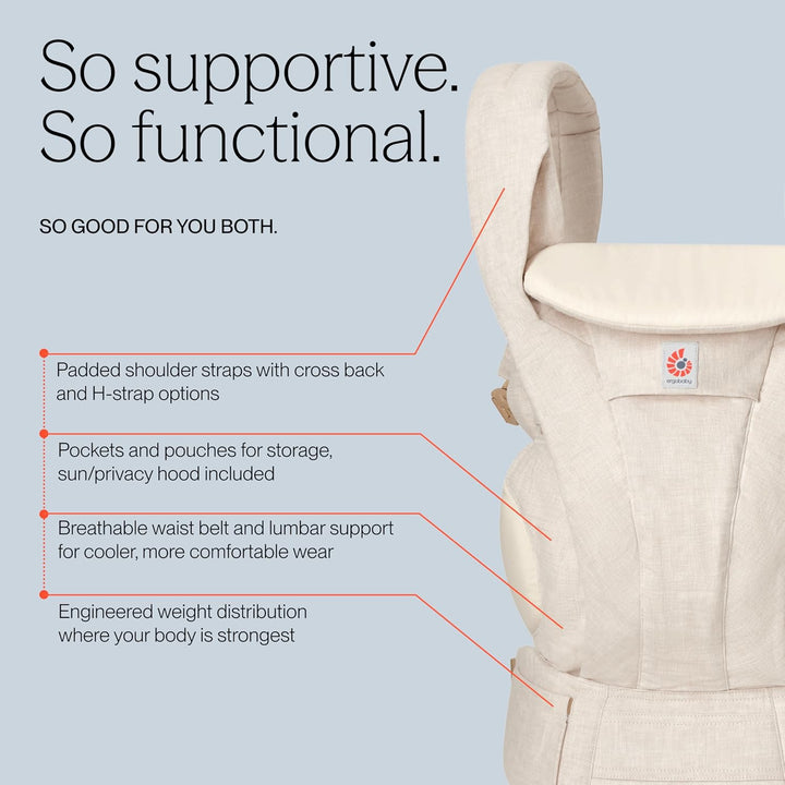 Ergobaby Omni Deluxe All-in-One Babytrage für Neugeborene ab Geburt bis 20kg, Ergonomische 4 Positio