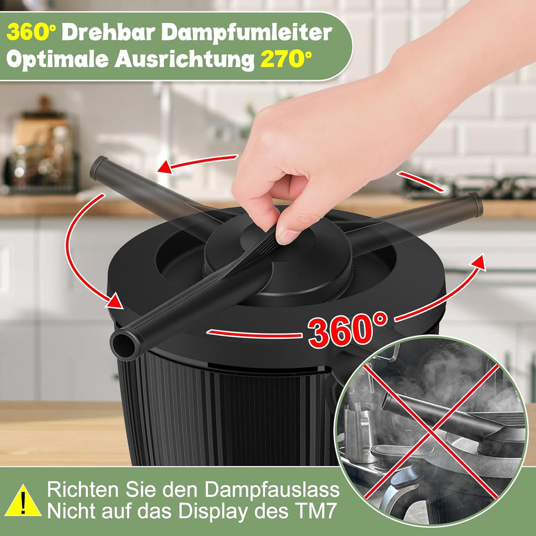 SelfTek Dampfumleiter für Thermomix TM7 - Dampfumleitung Zubehör mit Geschütztem Überlaufschutz, Dam
