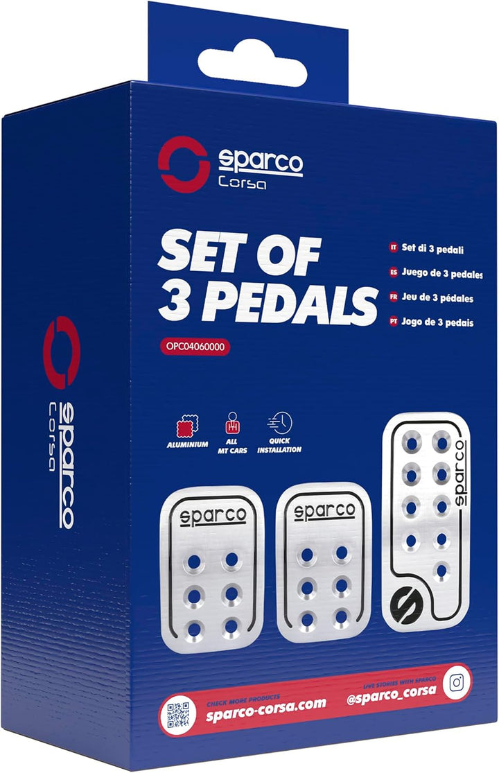 Walser 16959 Pedalset Sparco Racing 3 - teilig 150 ml, Chrom Aluminium Single, Aluminium Single