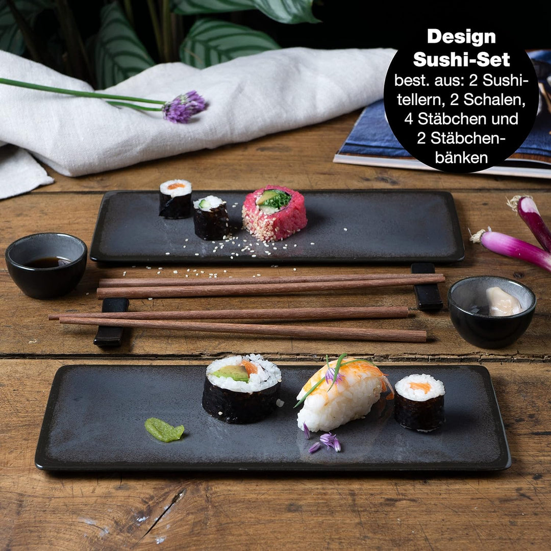 Moritz & Moritz VIDA 10-tlg. Sushi Geschirr Set für 2 Personen - Sushi Servierset mit 2x Sushi-Telle