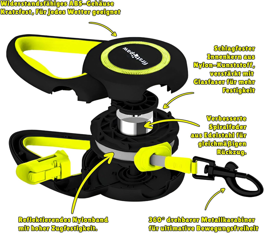 Rollleine Für Hunde bis 50 kg - Ausziehbar Hundeleine 5m, Reflektierendes Band, ergonomisches Design