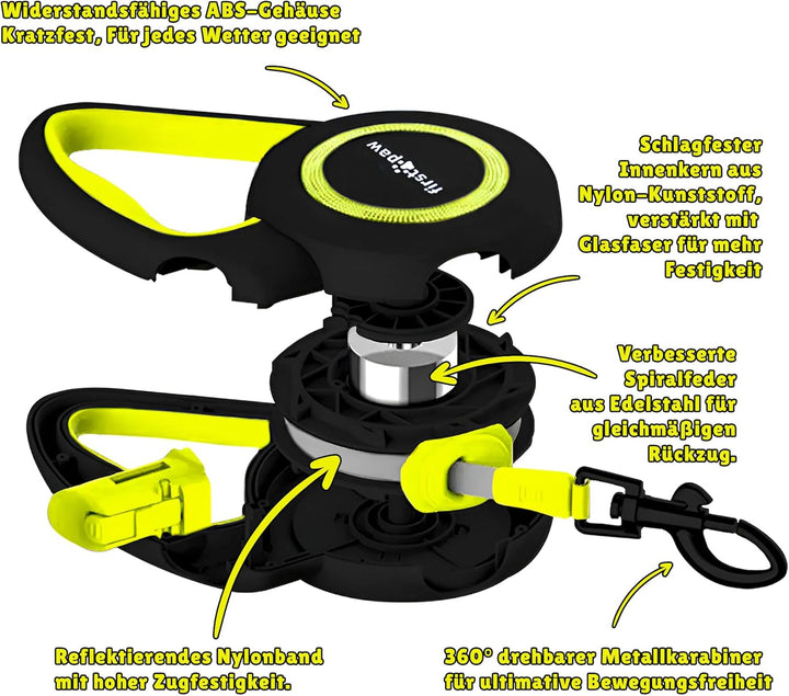 Rollleine Für Hunde bis 50 kg - Ausziehbar Hundeleine 5m, Reflektierendes Band, ergonomisches Design