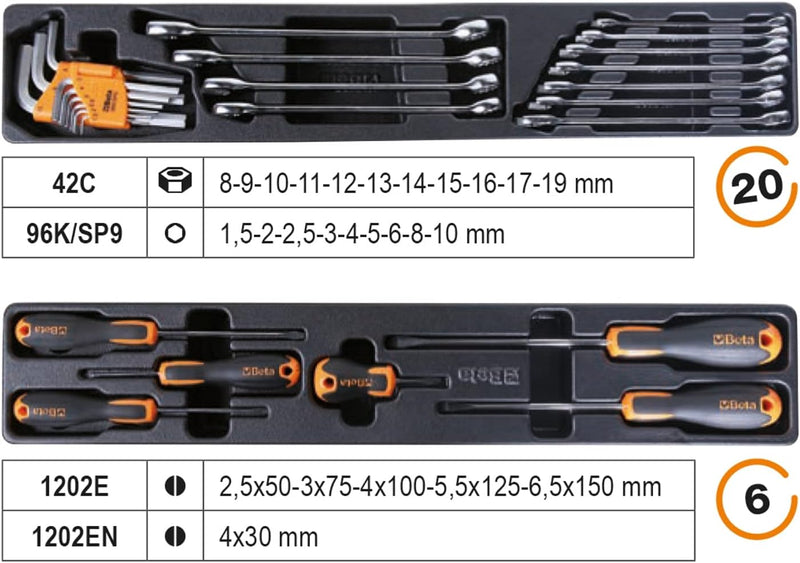 Beta 2120L-E/T91-I Werkzeugkoffer für allgemeine Wartung, Elektriker Werkzeuge (Werkzeugkasten mit 9