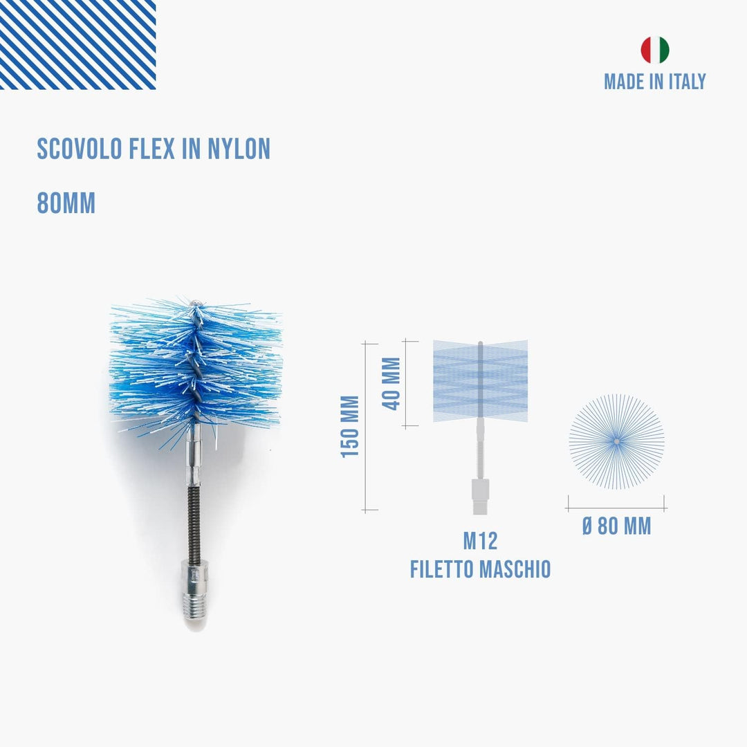BARETTO Ersatzbürste Flex für die Reinigung Ihres Pelletofens, Flex-Bürste aus Nylon, geeignet für d
