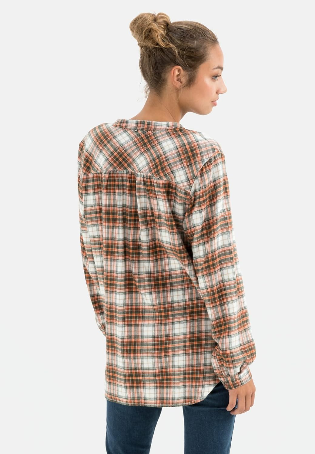 camel active Damen Karobluse mit Rundhalskragen XS Orange, XS Orange