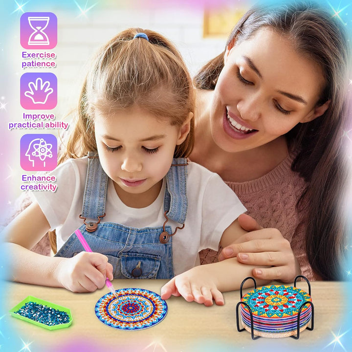 Tateangnik Mandala Diamond Painting Basteln für Kinder, Untersetzer Bastelset Mädchen 8 9 10 11 12 J
