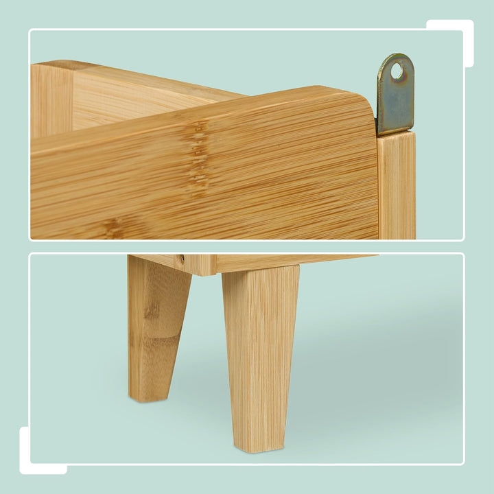 Relaxdays Schuhschrank, 5 Fächer, Bambus Schuhregal, 127x95x19 cm, für 9 Paar, 3 Klappen, schmaler S