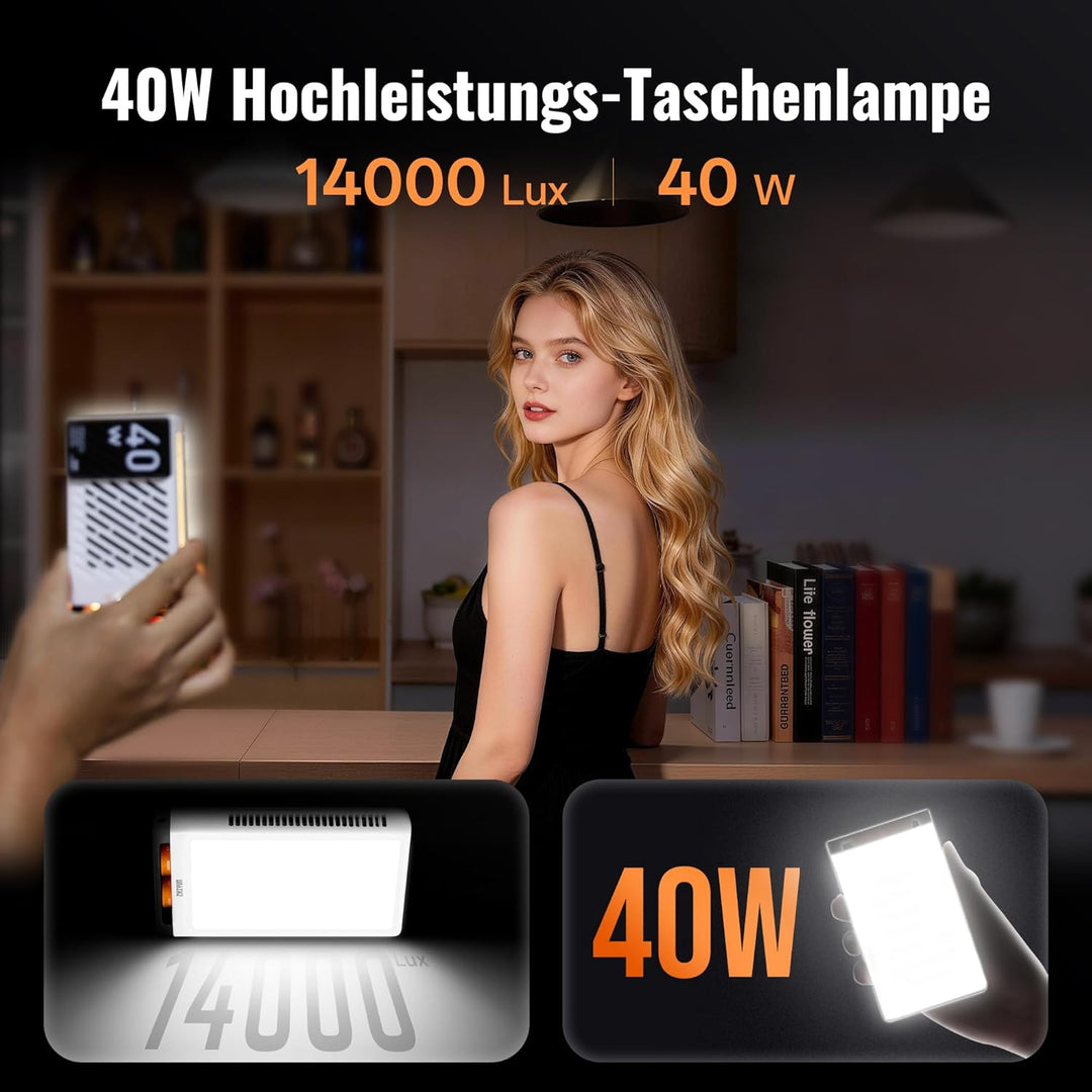 ZHIYUN FIVERAY M40 LED Videoleuchte [Official], 40W Videolicht mit 14000 Lux und 2700-6200K, CRI 96+