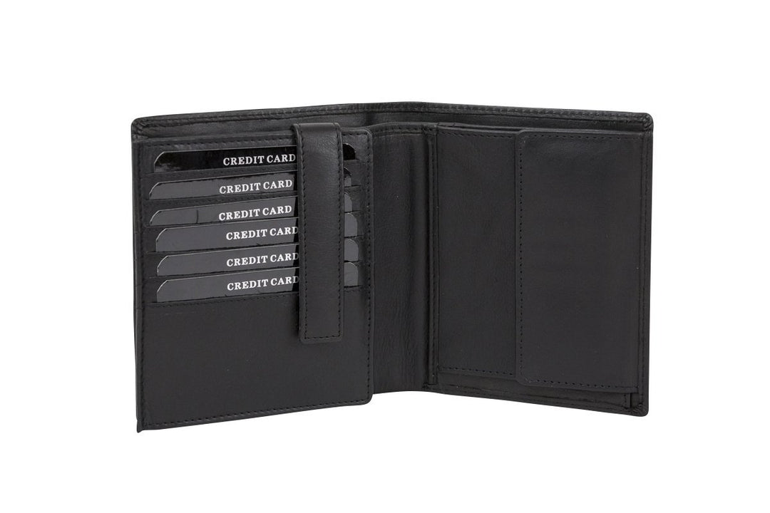 LEAS Geldbörse im Hochformat mit Klappe für sehr viele Karten Sicherheits Portemonnaie mit RFID Schu