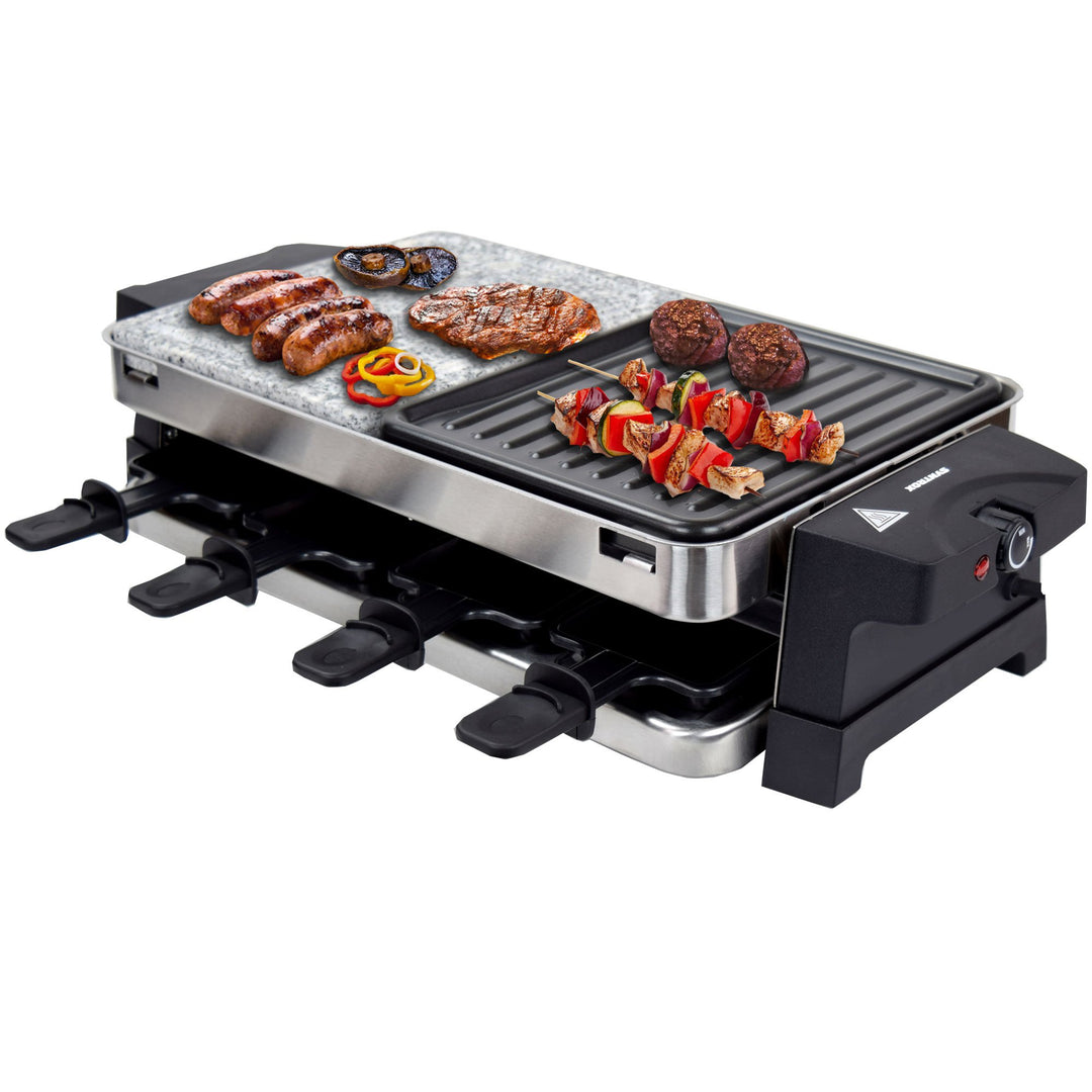 Syntrox Germany Raclette-Grill Bernus, Multifunktionsgrill mit heissen Stein, Edelstahl Raclette, An